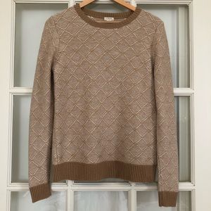 J Crew merino wool blend argyle sweater tan M